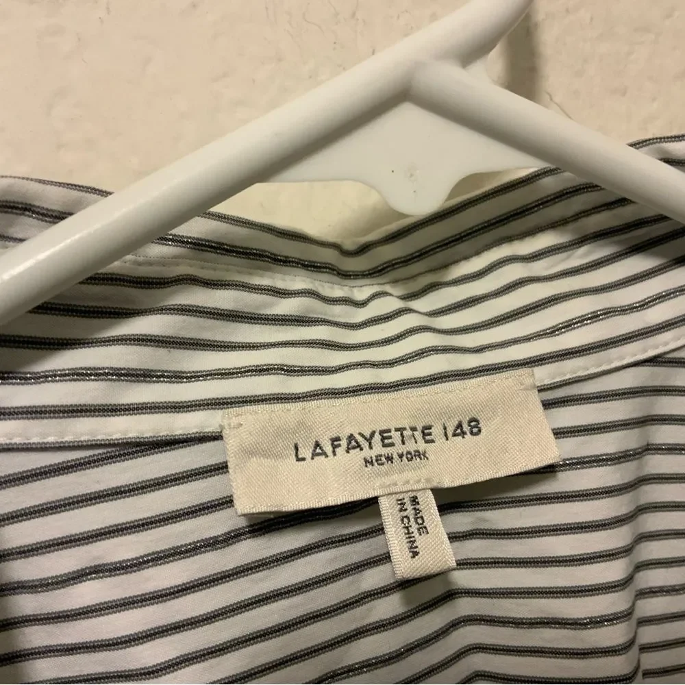 Lafayette 148 New York Womens striped Long-Sleeve Button Up Shirt XL - Picture 2 of 5